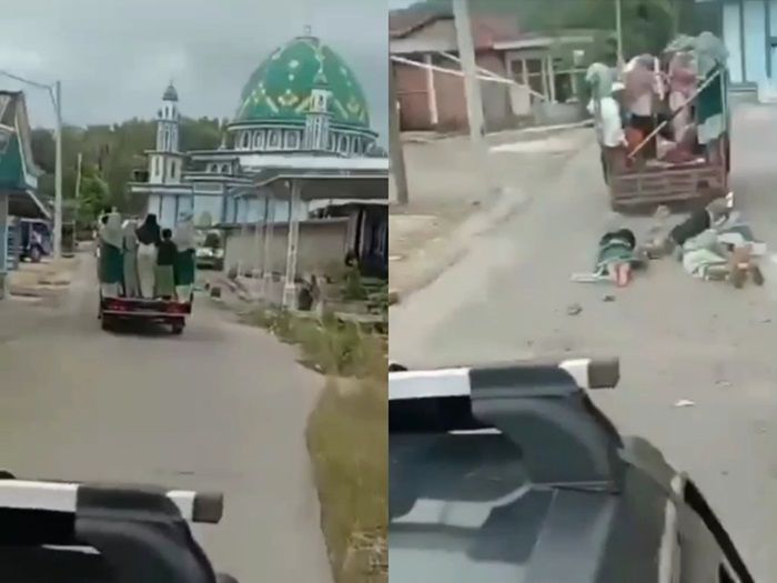 Viral Momen Dramatis Penumpang Mobil Pick-Up Terjatuh usai Lewati Polisi Tidur