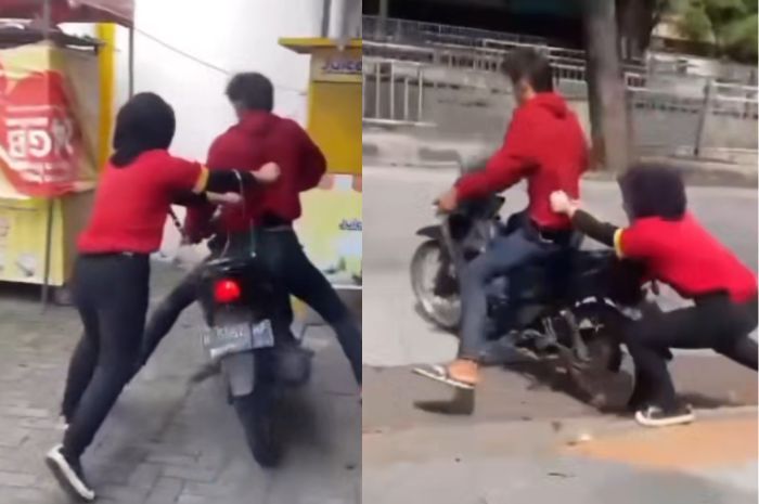 Viral! Pegawai Alfamart Berusaha Menahan Si Pencuri Sampai Terseret Motor