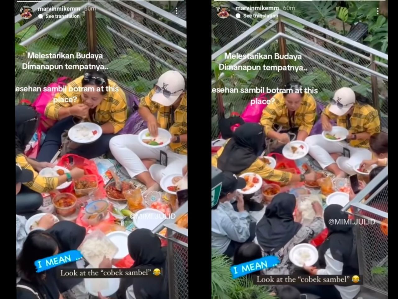 Viral! Emak-emak Santai Gelar Tikar dan Makan Lesehan di Jewel Changi Airport Singapore