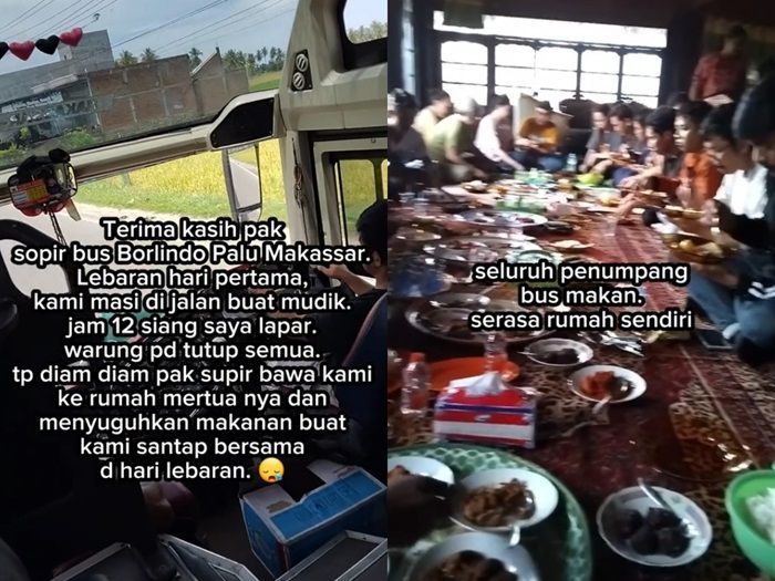 Warung Makan Tutup di Hari Lebaran, Sopir Bus Ini Ajak Penumpang Makan di Rumah Mertuanya, 