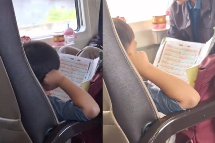Viral Momen Langka Bocah Ini Baca Murajaah Quran di Dalam Kereta, Banyak Dipuji Netizen