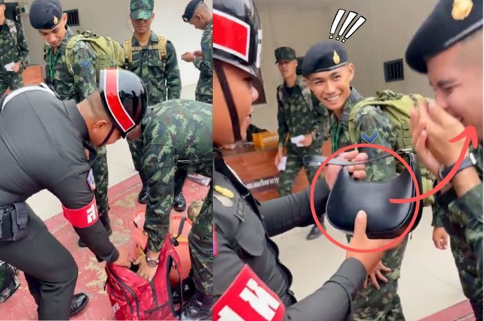 Viral Momen Anggota Wamil Kedapatan Bawa Tas Tangan Perempuan, Netizen: Sudah Gagah Tetap Melambai