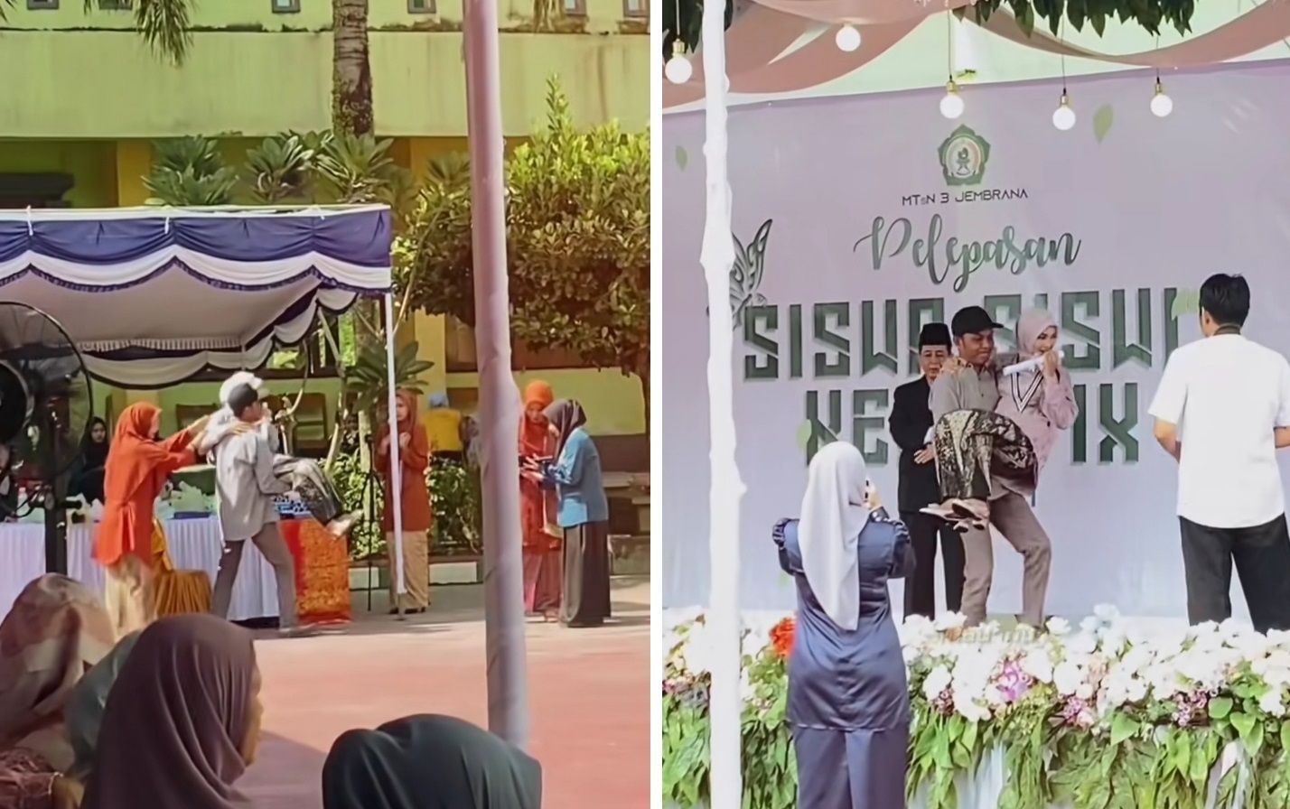 Viral Momen Haru Seorang Ayah yang Menggendong Anaknya Saat Acara Kelulusan Sekolah di Bali