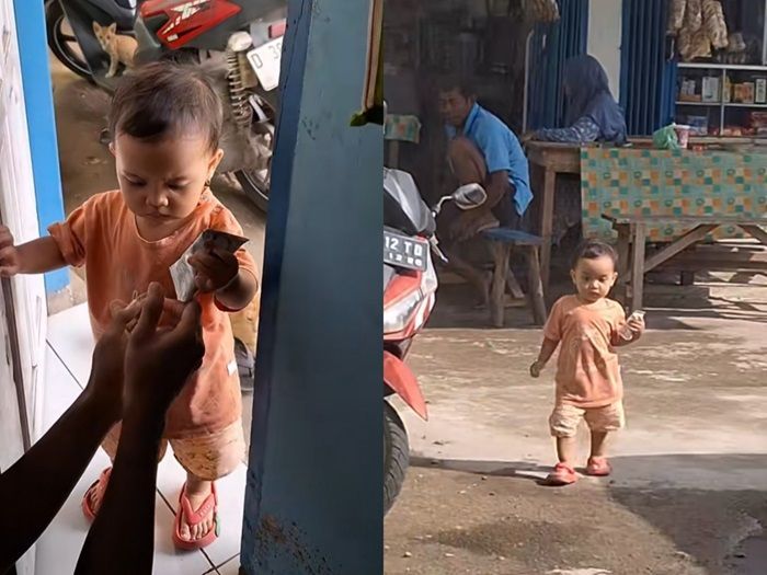 Momen Menggemaskan Balita Disuruh Orang Tuanya Beli Santan ke Warung, Netizen: Duh Lucu Banget