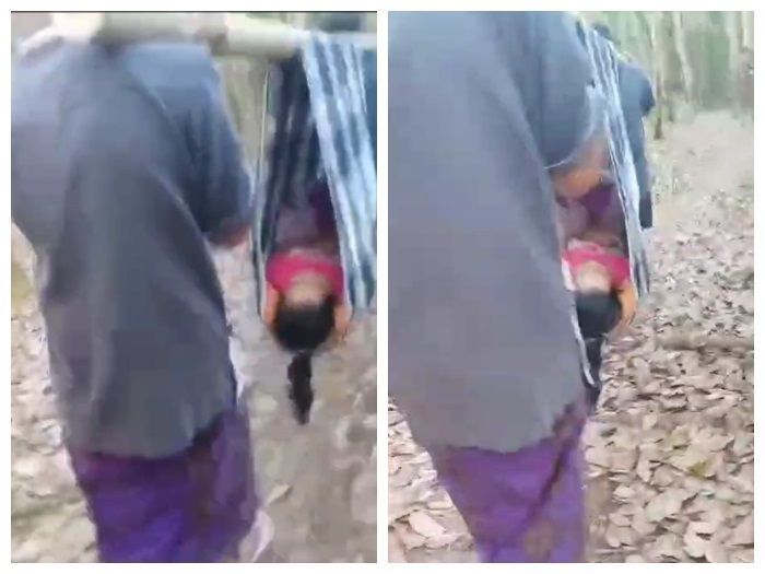 Tersebar Video Bocah Perempuan Ngeluh Sakit, Ditandu Sejauh 1 Km Pakai Sarung dan Bambu