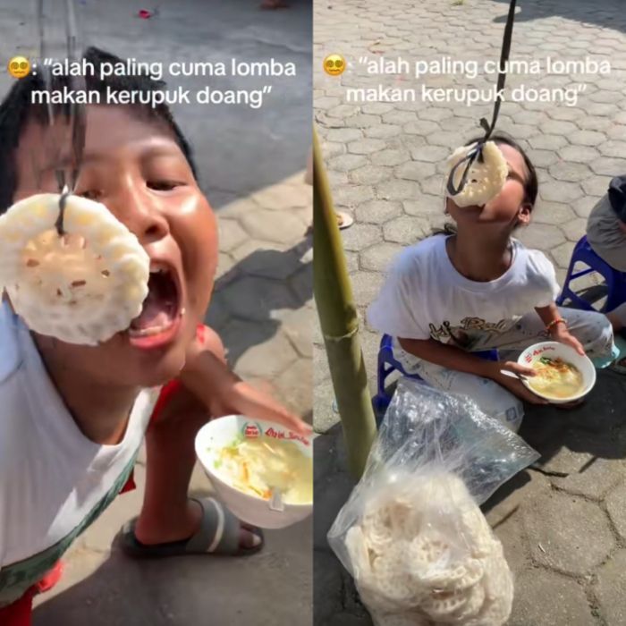 Lomba Makan Kerupuk dengan Semangkok Soto Segar Sorotan, Netizen : Peserta Auto Kenyang!