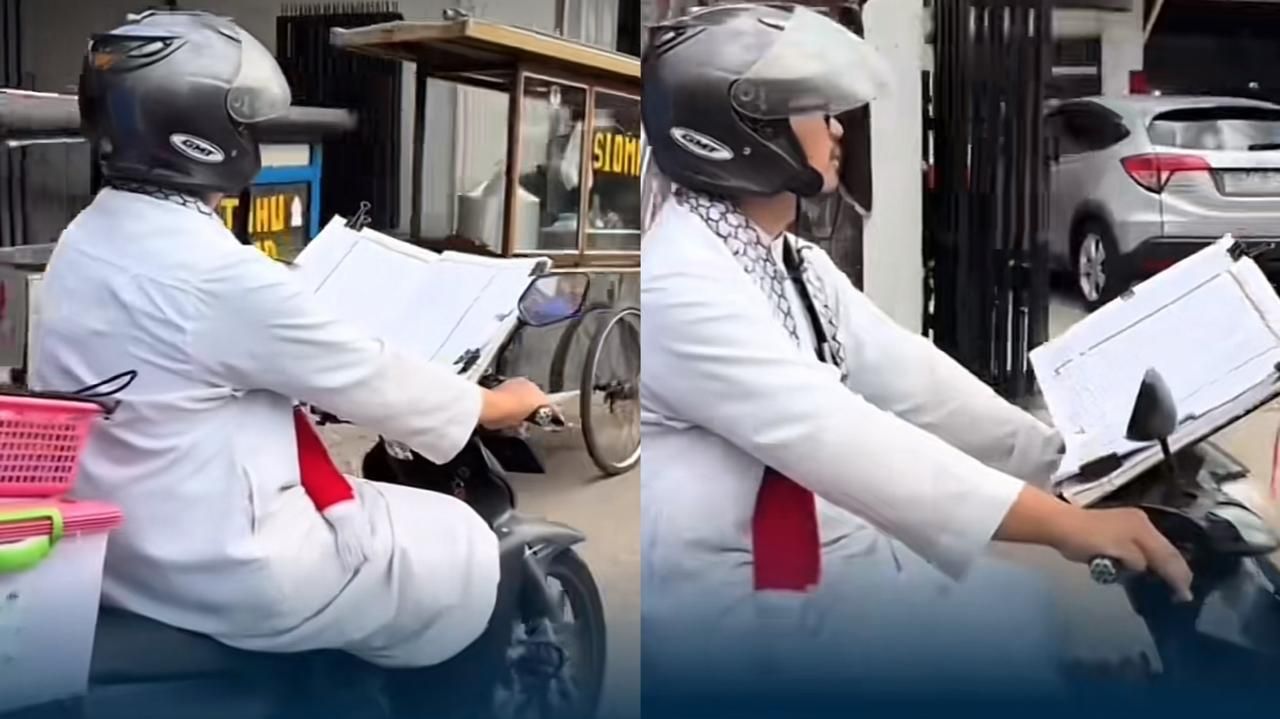 Viral Pria Berjualan Naik Motor Sambil Baca Al-Qur'an, Netizen: Mabok Agama!