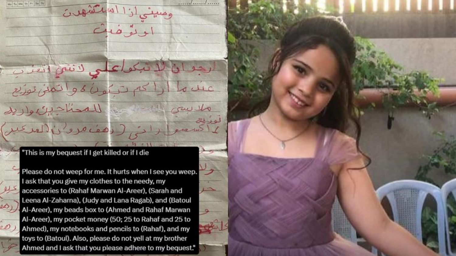 Kisah Rasha Al-Areer: Bocah 10 Tahun Tulis Surat Wasiat Sebelum Tewas dalam Serangan Udara Israel