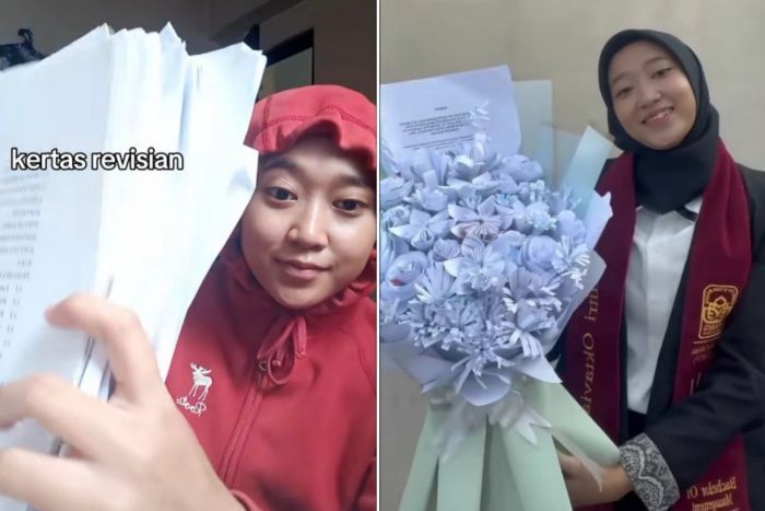 Viral, Wanita Ini Bikin Buket Bunga dari Kertas Revisi Skripsi: Hasilnya Cantik Banget!
