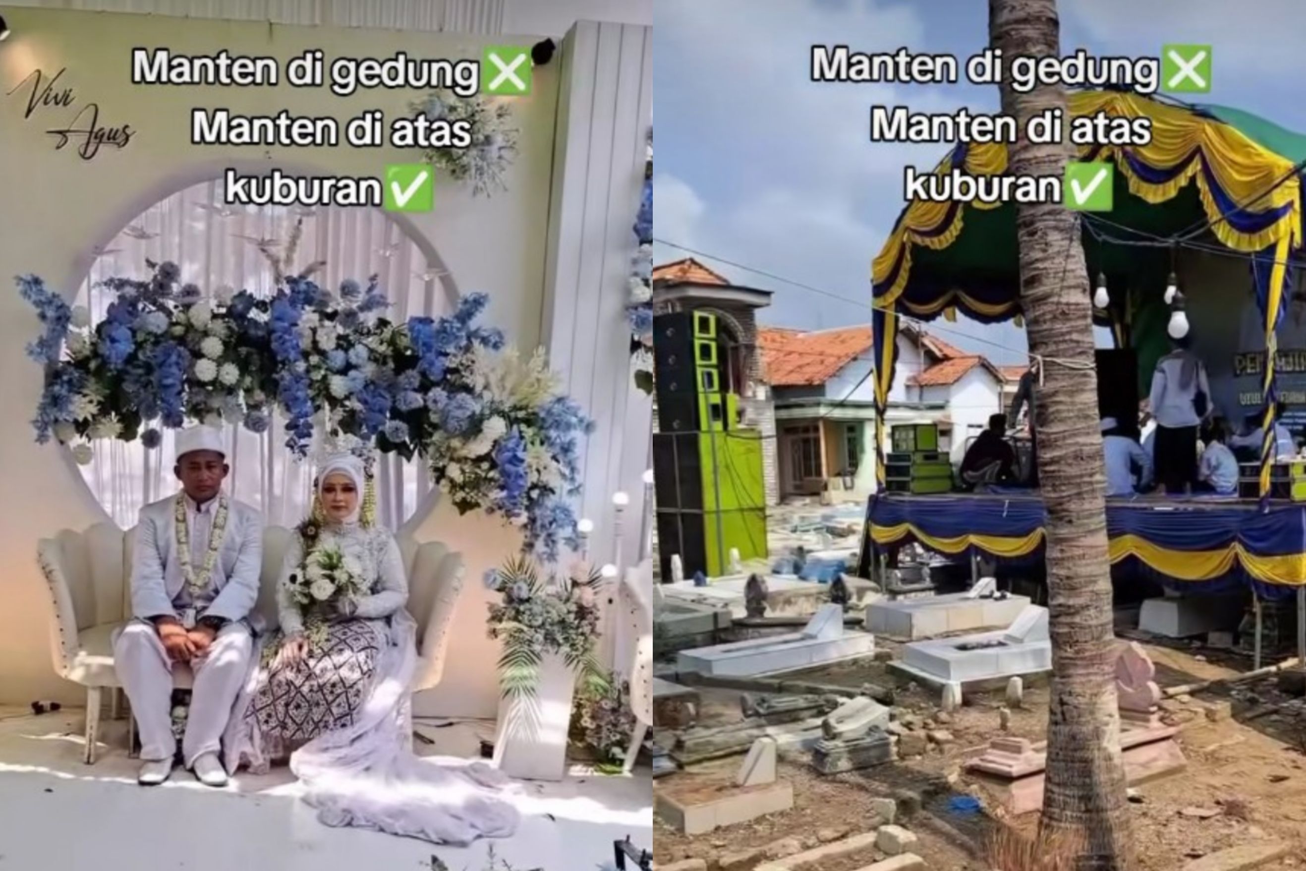 Viral! Pengantin di Madura Gelar Pernikahan di Pemakaman, Netizen: Awas Kesurupan