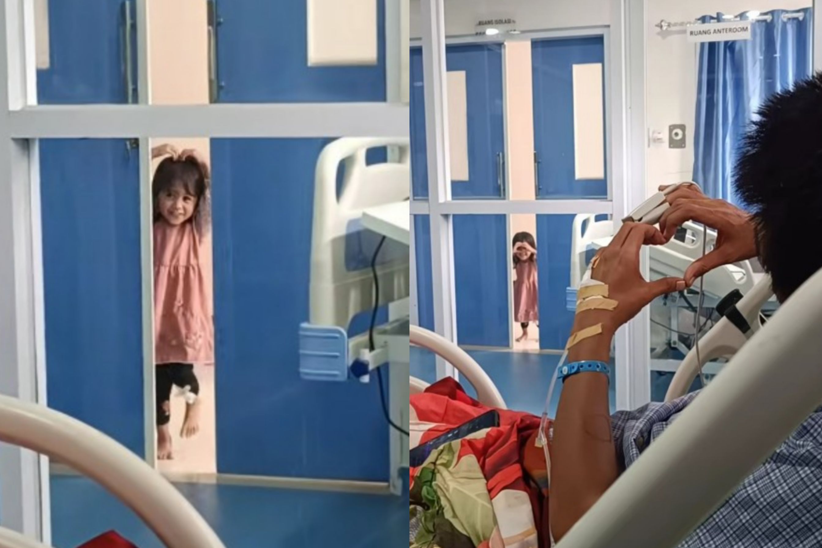 Viral, Momen Haru Gadis Kecil Hibur Ayah Yang Sedang Sakit Dari Balik Pintu Ruang Perawatan
