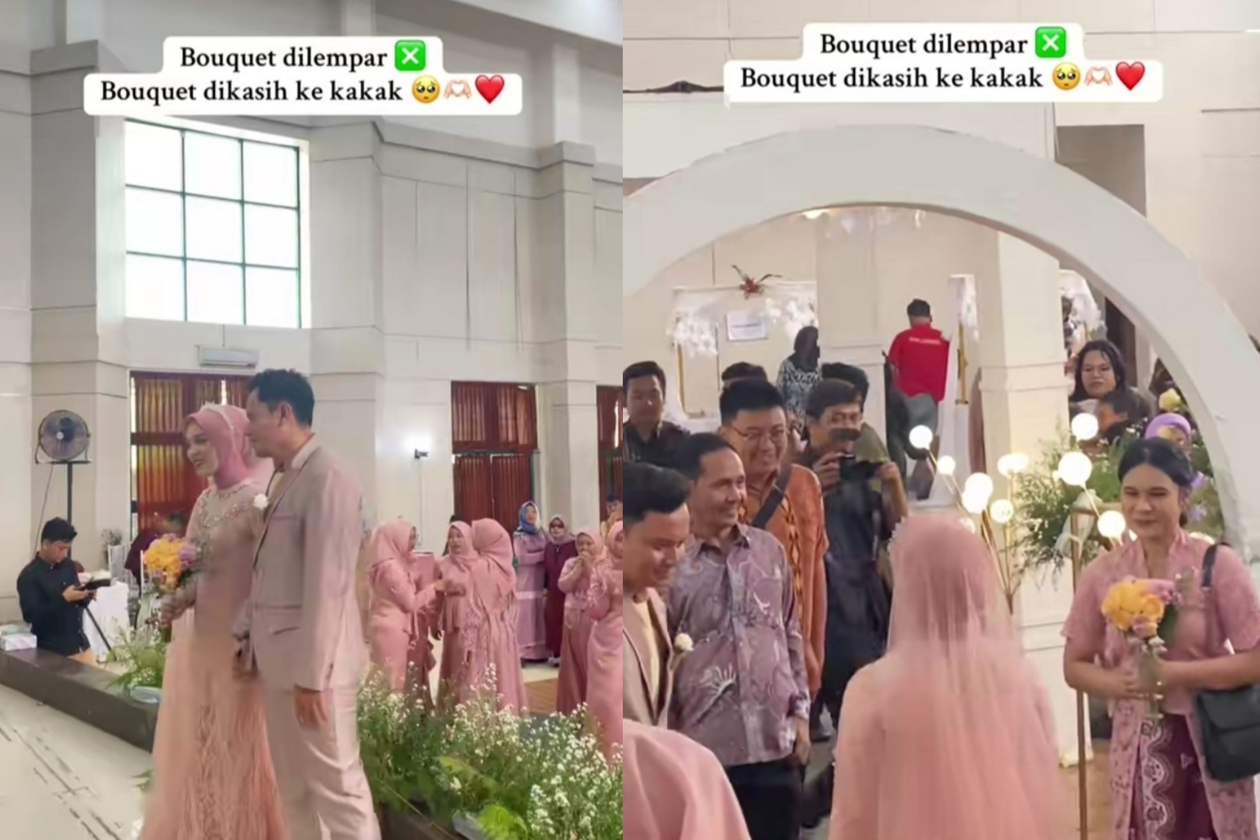 Viral Momen Haru Pengantin Wanita Kasih Bunga ke Kakak yang Jomblo, Netizen : Semoga Menular