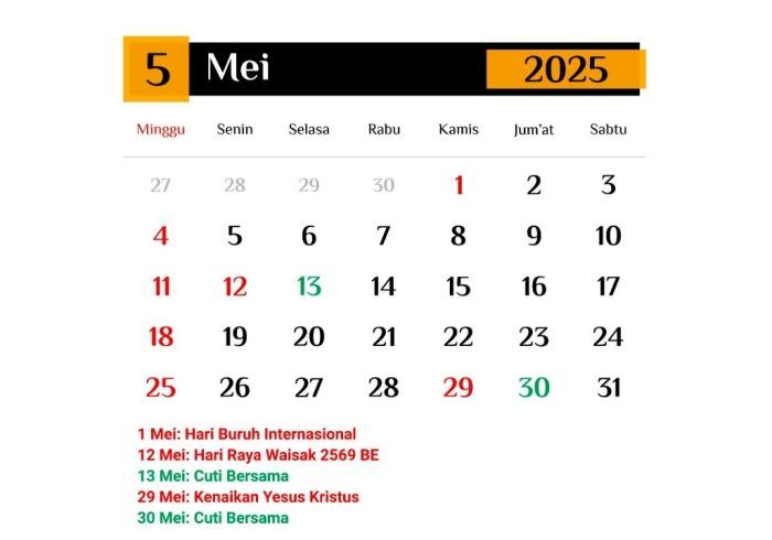 Daftar Libur Nasional dan Cuti Bersama di Tahun 2025: Total 17 Hari dan 10 Cuti Bersama