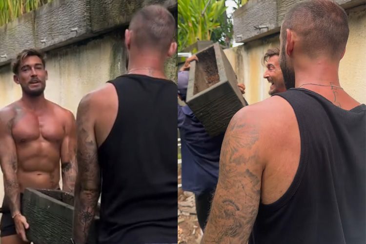 Dua Bule Dibuat Takjub oleh Abang Kuli yang Mampu Angkat Pot Bunga Beton Sendirian