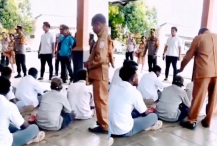 Viral, Sekdis Pendidikan Nabire Tendang Siswa yang Demo Program Makan Bergizi Gratis
