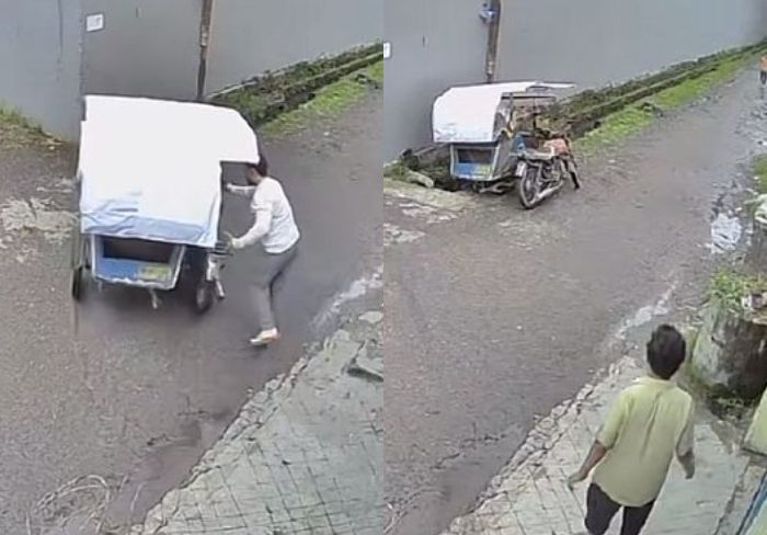Viral Aksi Arogan Pengemudi Mobil Dorong Becak hingga Terguling ke Selokan, Netizen Geram