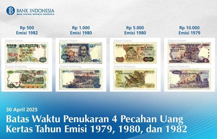 Segera Tukarkan! Uang Kertas Rp500 hingga Rp10.000 Tahun 1979-1982 Tak Lagi Berlaku setelah April 2025
