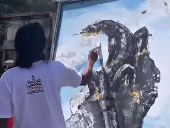 Seniman Tugu Biawak Gelar Live Painting: Hasil Lukisan Dilelang Mulai dari 1 Juta Buat Donasi