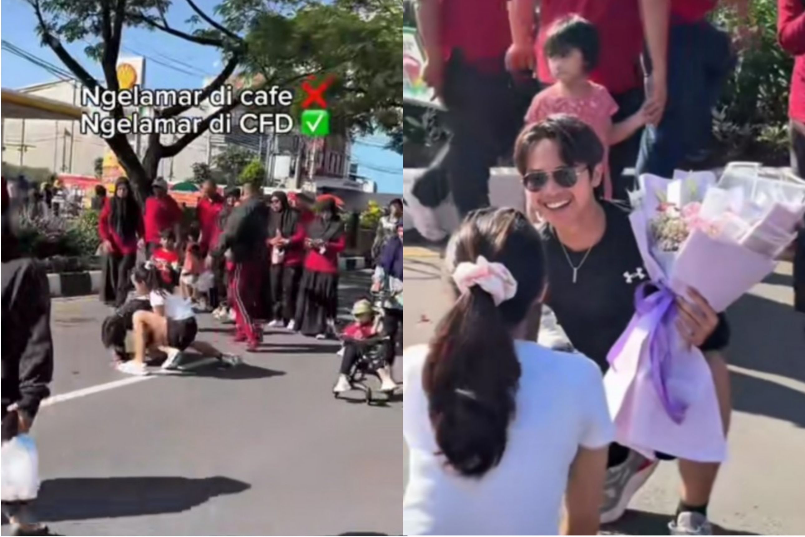 Viral! Pria Ini Lamar Kekasih Saat CFD dengan Cara Tak Terduga, Warganet: Aku Kapan?