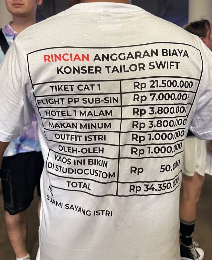 Suami Ulfa Merdeka Buat Kaus Total Biaya Nonton Konser Taylor Swift, Netizen Gemas!