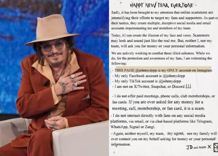 Johnny Depp Ingatkan Fans soal Penipu Online yang Ngaku Dirinya