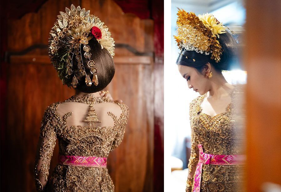 Detail Kebaya Bali yang Dipakai Mahalini di Prosesi Mepamit, Mewah Berwarna Coklat Keemasan