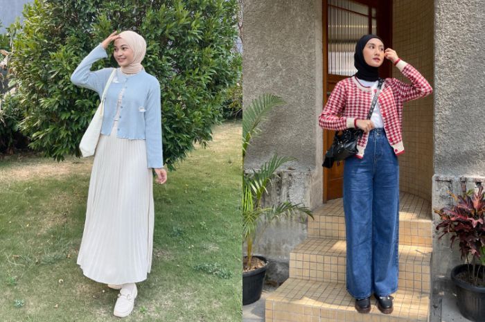 8 OOTD Cardigan Rajut Panjang dan Crop untuk Pengguna Hijab