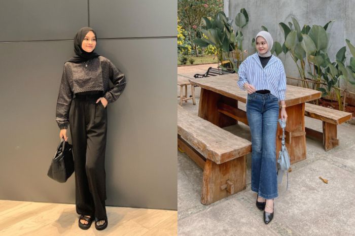 6 OOTD Crop Top Hijab Lengan Panjang dengan Rok dan Celana