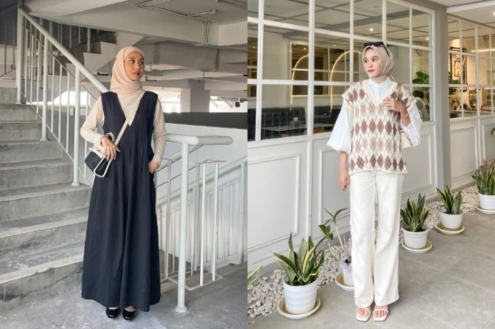 11 OOTD Vest Hijab ala Korea, Bisa Pakai Rok atau Celana! 