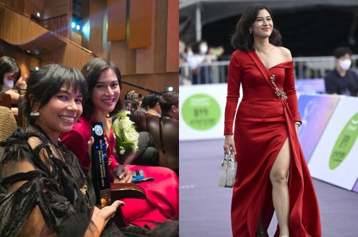 Dian Sastrowardoyo Tampil Memukau dengan Gaun Merah, Hadiri Seoul International Drama Awards 2024