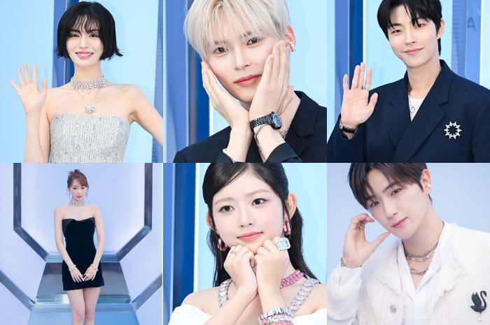 6 Potret Selebriti Korea Hadiri Event Photo Call SWAROVSKI: Ada Chaewon LE SSERAFIM dan Rei IVE