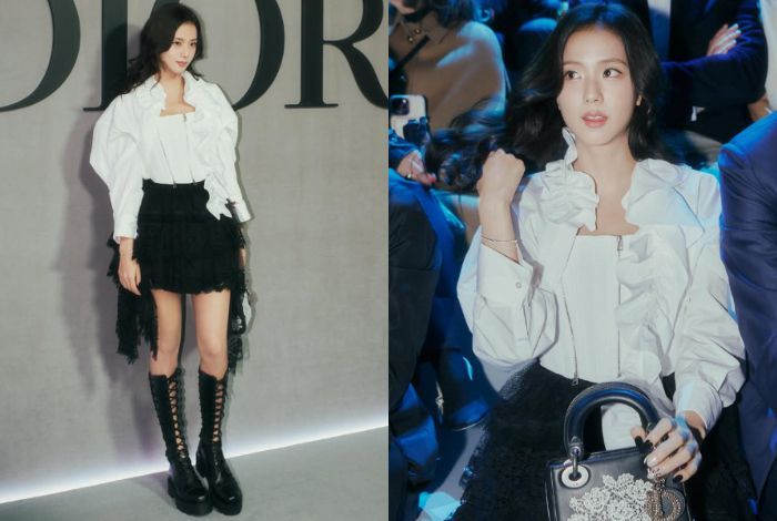 Jisoo BLACKPINK Tampil Elegan Memakai Atasan Korset dan Rok Mini di Paris Fashion Week 2025