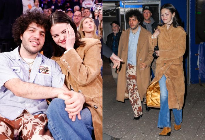 Selena Gomez dan Benny Blanco Tampil Serasi Pakai Busana Ala Koboi di Pertandingan Knicks