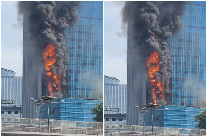 Breaking News! Gedung K Link Tower Jakarta Terbakar Hebat, Asap Hitam Membubung Tinggi