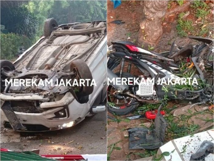 Brak! Mobil Tabrak Ojol Hingga Ringsek di Jalan Gatot Subroto Jakarta, Begini Kronologinya