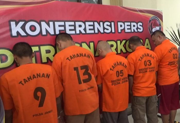 Lima Orang Pengedar Sabu dan Ganja Ditangkap Polda Jambi, Rencana Akan Diedarkan di Bungo