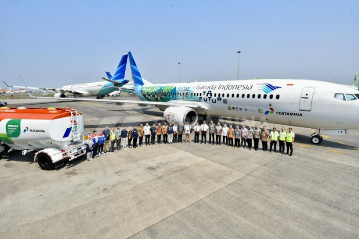 Keren! Garuda Sukses Uji Coba Terbang Pakai Avtur yang Dicampur Minyak Sawit