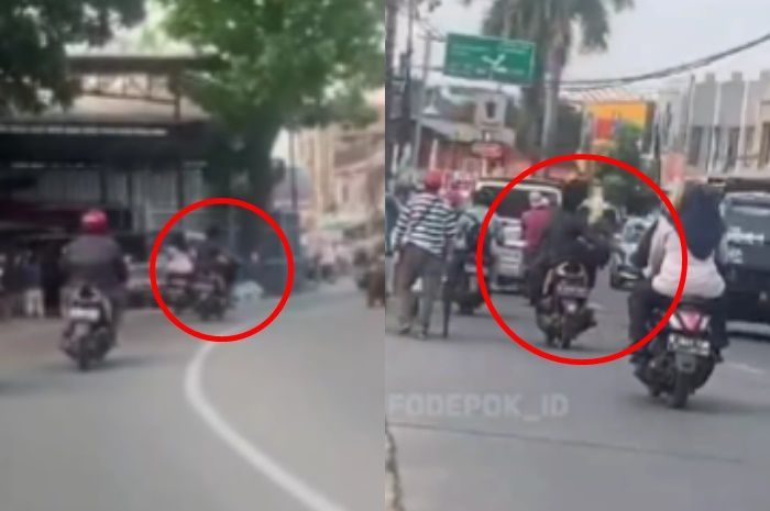 Aksi Pemotor Berkendara Sambil Duduk Sila di Depok Viral, Polisi Turun Tangan