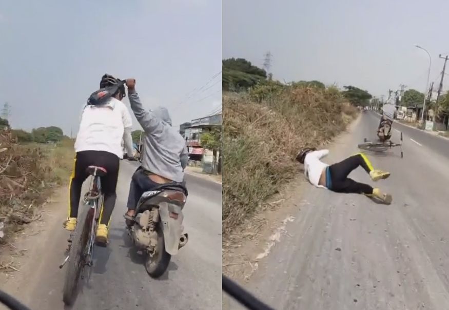 Viral Jambret di Bekasi Nekat Begal Tas Pesepeda hingga Terperosok dan Jatuh