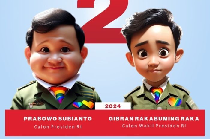 Beredar Foto AI Prabowo Gibran Pakai Dasi dan Pin Pelangi, TKN Prabowo-Gibran: Hoax!