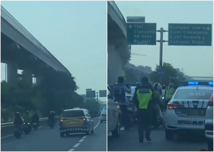 Viral Aksi Rombongan Pemotor Masuk Tol Jagorawi, Langsung Kejar-kejaran sama Polisi!
