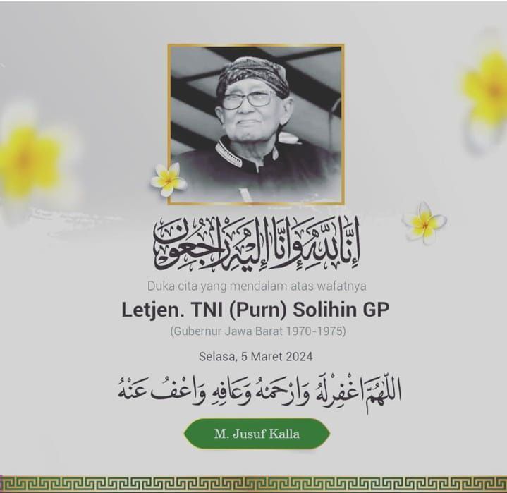 Kabar Duka, Mantan Gubernur Jawa Barat Solihin GP Meninggal Dunia