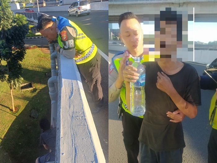 Tegang! Aksi Pria Coba Bunuh Diri di Jalan Layang Tol Antasari, Beruntung Digagalkan Polisi