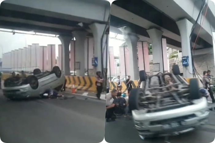 Mobil Terbalik di Km 57 Tol Japek Hari Ini, Ada Korban Luka!