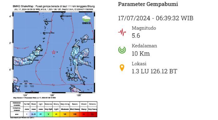 5.6 Magnitudo! 9 Wilayah di Sulawesi Utara Terdampak Akibat Gempa Bumi