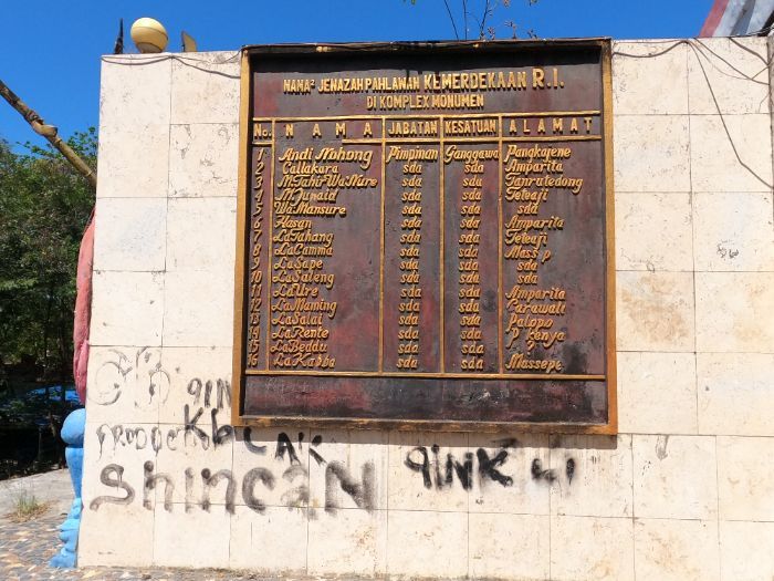 Miris! Jadi Sasaran Vandalisme, Kondisi Monumen Laskar Ganggawa Sidrap Sangat Memprihatinkan