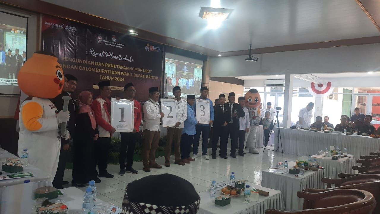 KPU Tetapkan Nomor Urut Peserta Pilkada Bantul 2024, Begini Kata Para Paslon