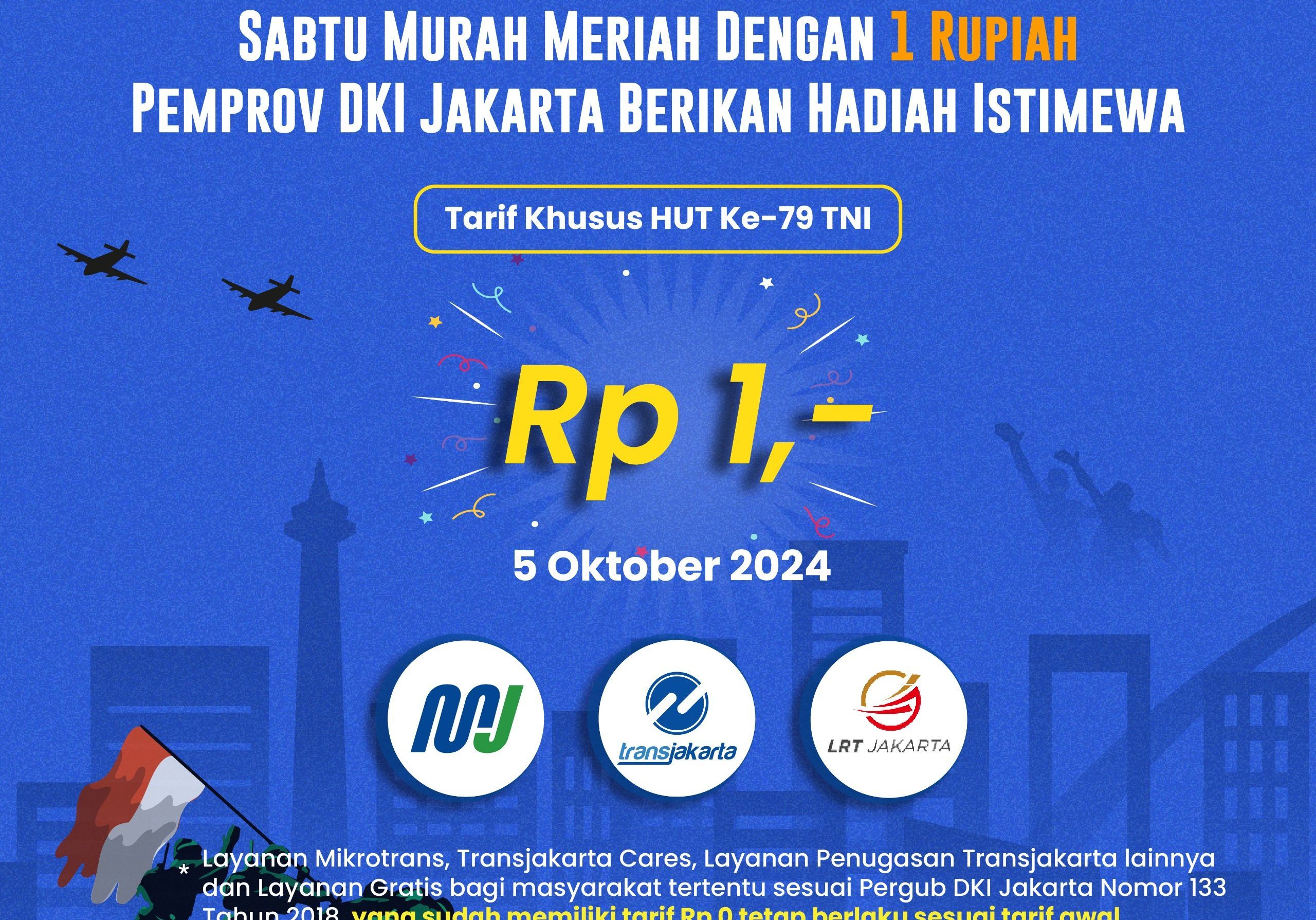 Selain  Rekayasa Arus Lalin, Ada Tarif Rp 1- untuk HUT ke-79 TNI dari Dishub DKI