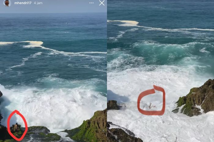 Viral, Detik-detik Wisatawan Terseret Ombak di Tebing Pantai Kedung Tumpang: Tersapu, lalu Hilang Seketika!