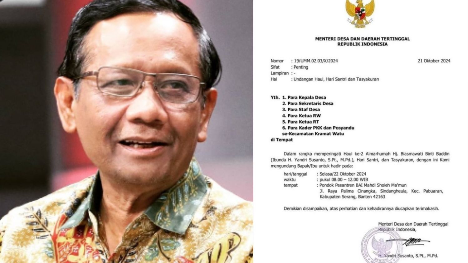 Diduga Sentil Yandri Susanto, Mahfud MD Tegaskan Penggunaan Kop Kementerian Bukan untuk Keperluan Pribadi